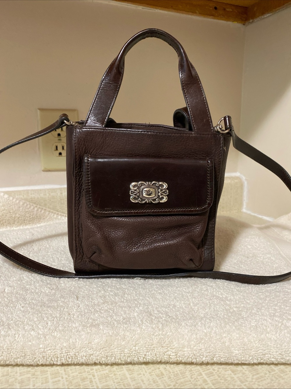 Fossil Dark Brown Leather Crossbody Satchel